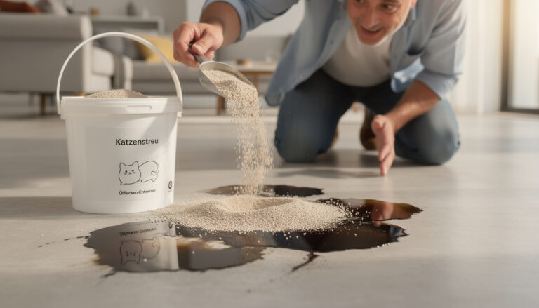 entdecken sie unser katzenstreu-wunder: ein eimer streu, der mühelos alle ölflecken aufsaugt und für makellose sauberkeit sorgt. perfekt für haushalte mit katzen!